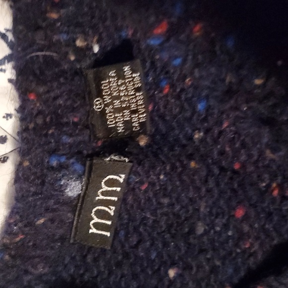 Geometric Rainbow Speckled Navy Blue Wool Sweater - Picture 3 of 15